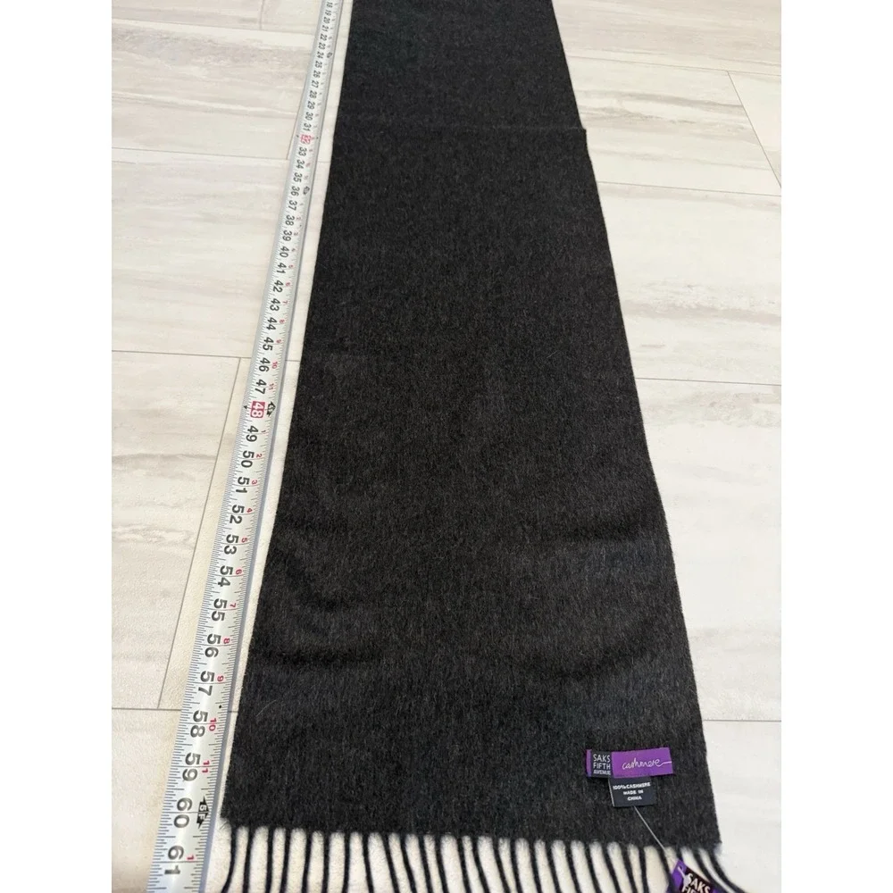 Sak's Cashmere Scarf Dark Gray 12.5